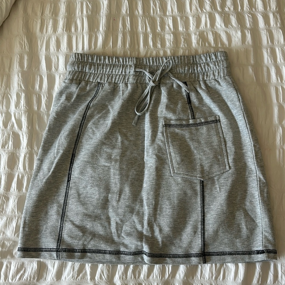 Drawstring waistband skirt jogger skirt gray comfortable casual